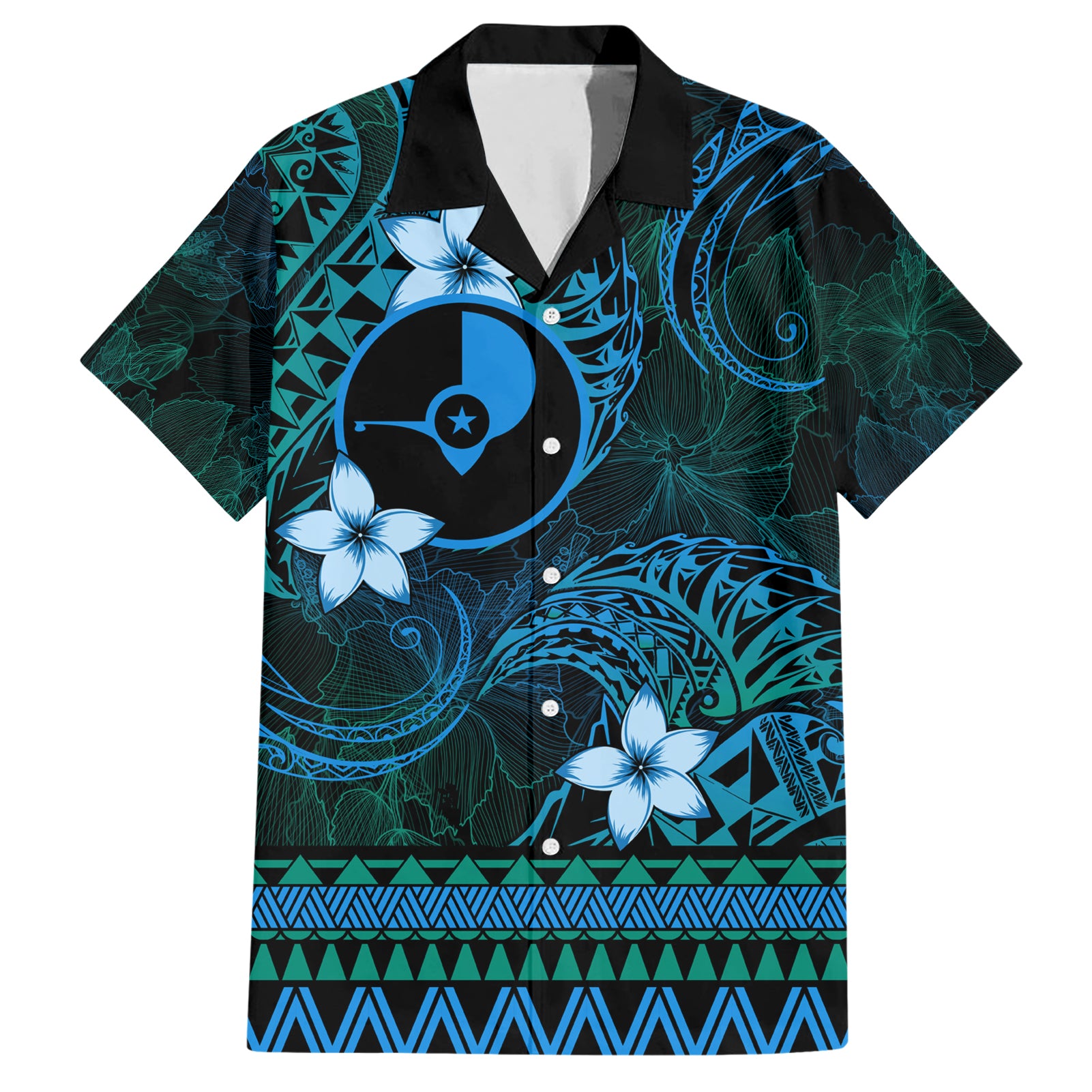 FSM Yap State Hawaiian Shirt Tribal Pattern Ocean Version LT01 Blue - Polynesian Pride