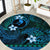 FSM Yap State Round Carpet Tribal Pattern Ocean Version