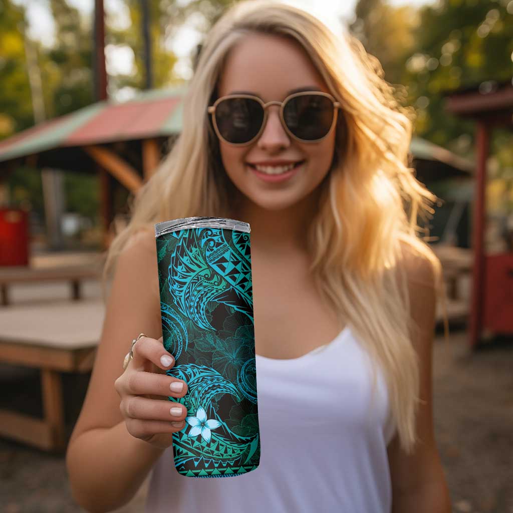 FSM Yap State Skinny Tumbler Tribal Pattern Ocean Version