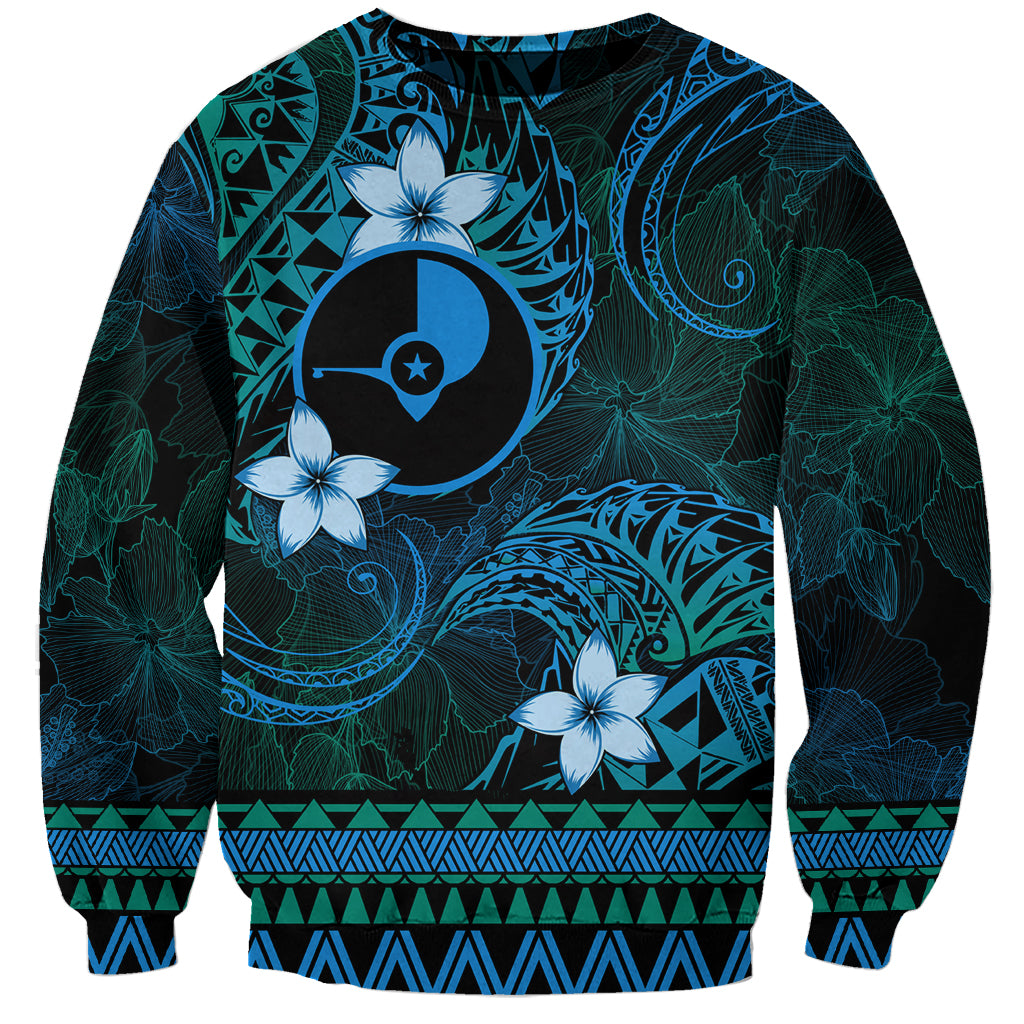 FSM Yap State Sweatshirt Tribal Pattern Ocean Version LT01 Unisex Blue - Polynesian Pride