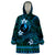 FSM Yap State Wearable Blanket Hoodie Tribal Pattern Ocean Version LT01 One Size Blue - Polynesian Pride