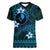 FSM Yap State Women V Neck T Shirt Tribal Pattern Ocean Version LT01 Female Blue - Polynesian Pride