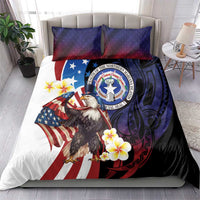 Northern Mariana Islands 4th of July Bedding Set Plumeria USA Eagle