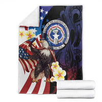 Northern Mariana Islands 4th of July Blanket Plumeria USA Eagle