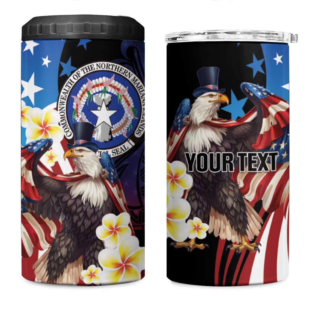Personalized Northern Mariana Islands 4th of July 4 in 1 Can Cooler Tumbler Plumeria USA Eagle LT01 One Size: 16 oz Multicolor - Polynesian Pride