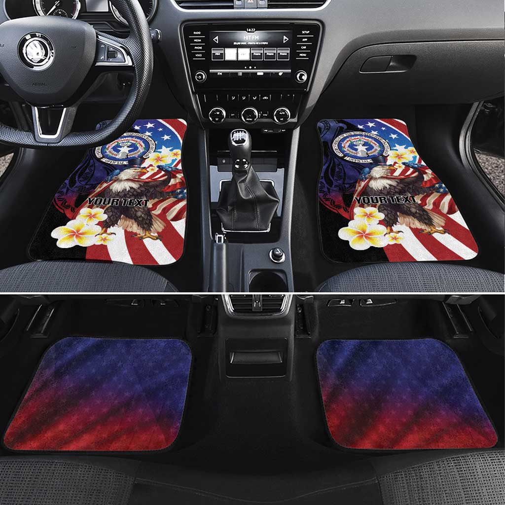 Northern Mariana Islands 4th of July Car Mats Plumeria USA Eagle LT01 Set 4pcs Multicolor - Polynesian Pride