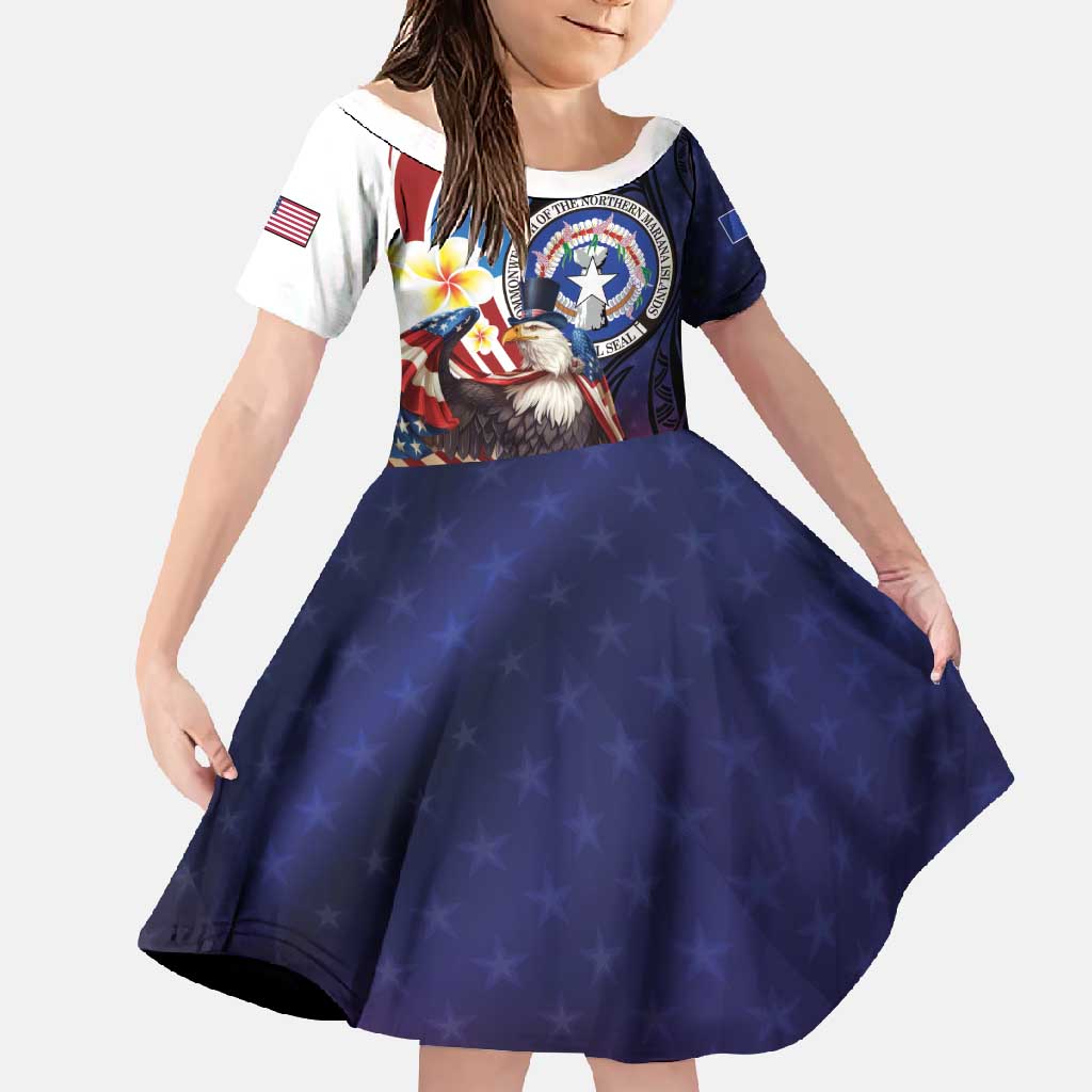 Personalized Northern Mariana Islands 4th of July Family Matching Mermaid Dress and Hawaiian Shirt Plumeria USA Eagle