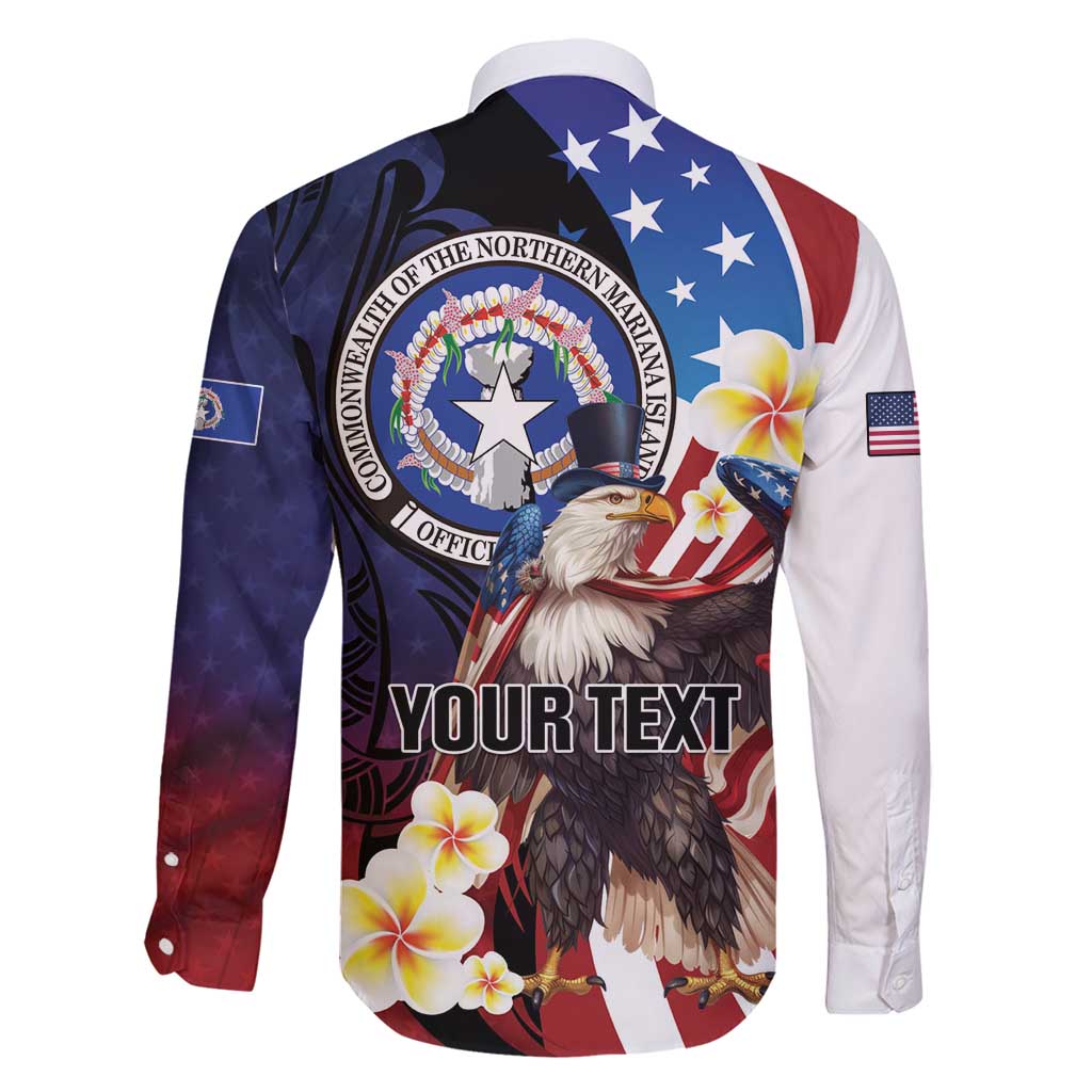 Personalized Northern Mariana Islands 4th of July Family Matching Mermaid Dress and Hawaiian Shirt Plumeria USA Eagle