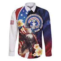 Personalized Northern Mariana Islands 4th of July Family Matching Puletasi and Hawaiian Shirt Plumeria USA Eagle