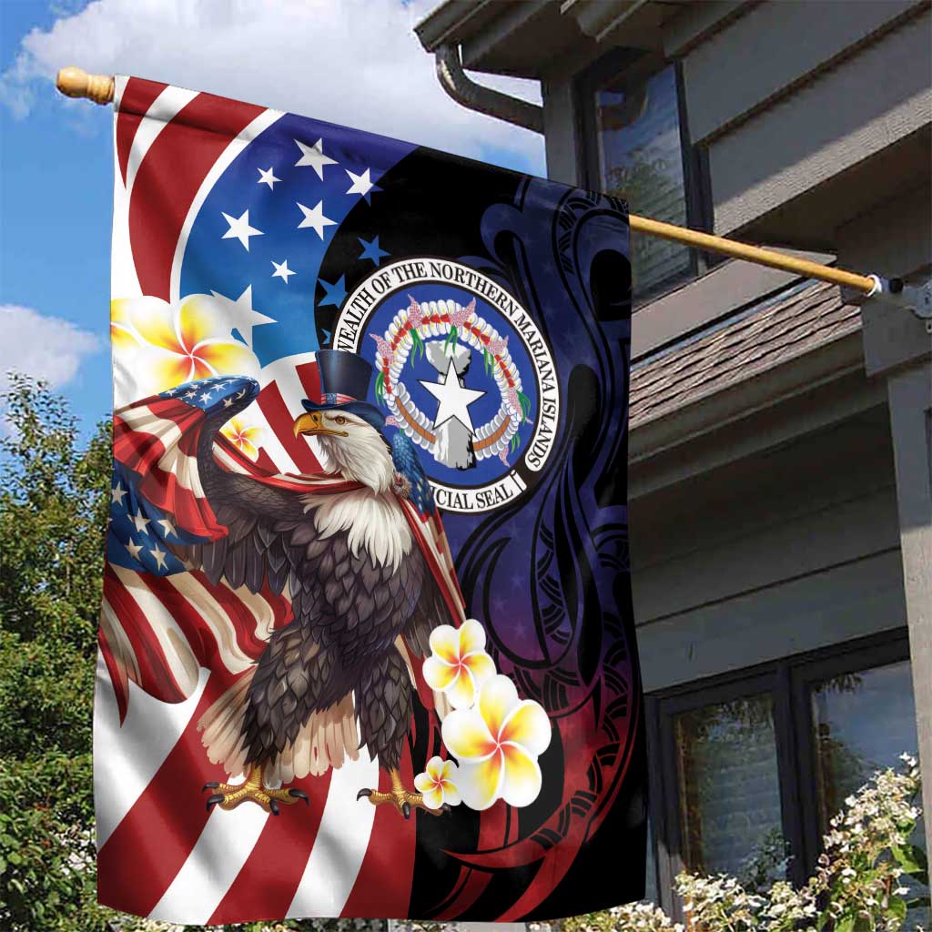 Northern Mariana Islands 4th of July Garden Flag Plumeria USA Eagle