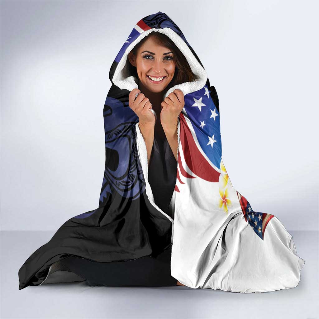 Northern Mariana Islands 4th of July Hooded Blanket Plumeria USA Eagle