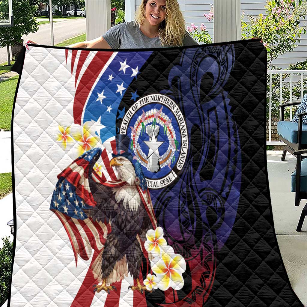 Northern Mariana Islands 4th of July Quilt Plumeria USA Eagle LT01 Multicolor - Polynesian Pride