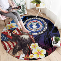 Northern Mariana Islands 4th of July Round Carpet Plumeria USA Eagle