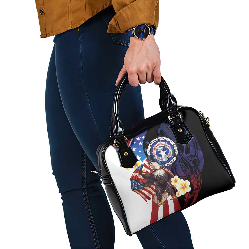 Northern Mariana Islands 4th of July Shoulder Handbag Plumeria USA Eagle