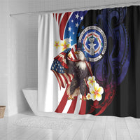 Northern Mariana Islands 4th of July Shower Curtain Plumeria USA Eagle