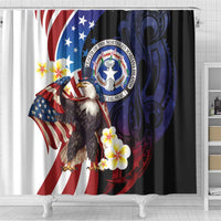 Northern Mariana Islands 4th of July Shower Curtain Plumeria USA Eagle
