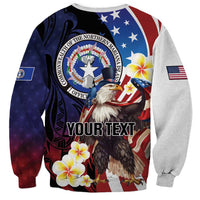 Personalized Northern Mariana Islands 4th of July Sweatshirt Plumeria USA Eagle LT01 - Polynesian Pride