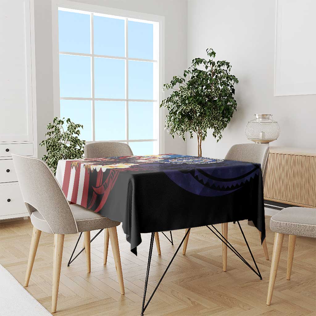 Northern Mariana Islands 4th of July Tablecloth Plumeria USA Eagle