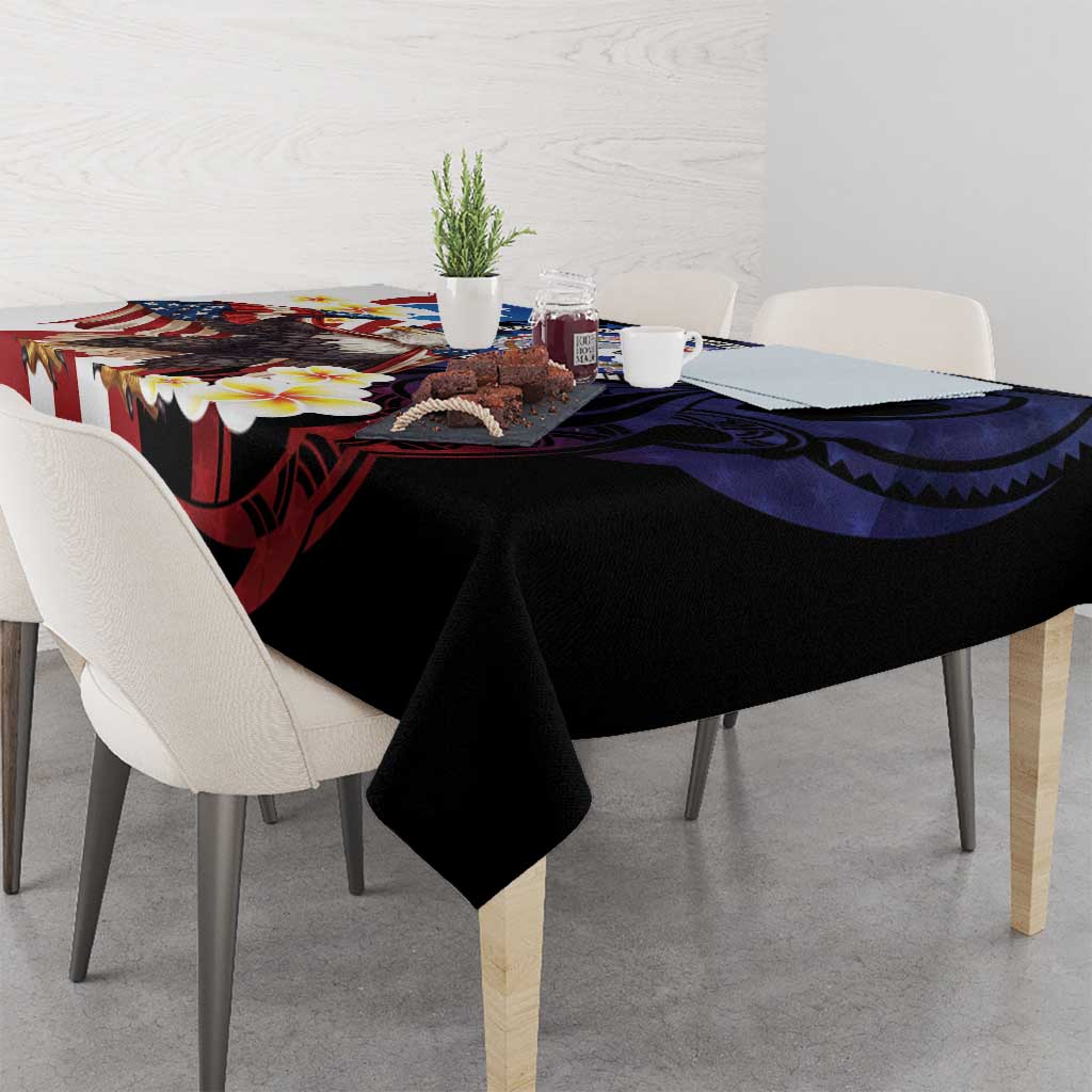Northern Mariana Islands 4th of July Tablecloth Plumeria USA Eagle