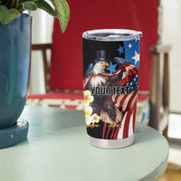Personalized Northern Mariana Islands 4th of July Tumbler Cup Plumeria USA Eagle