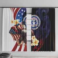 Northern Mariana Islands 4th of July Window Curtain Plumeria USA Eagle
