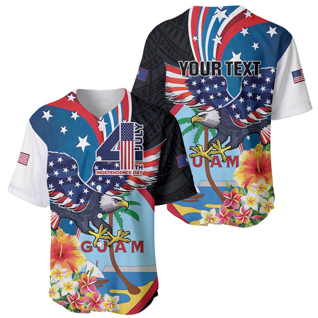 Personalized Guam Fourth of July Baseball Jersey Tropical Flowers