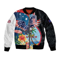 Personalized Guam Fourth of July Bomber Jacket Tropical Flowers