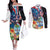 Personalized Guam Fourth of July Couples Matching Off The Shoulder Long Sleeve Dress and Long Sleeve Button Shirt Tropical Flowers