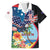 Personalized Guam Fourth of July Family Matching Off The Shoulder Long Sleeve Dress and Hawaiian Shirt Tropical Flowers