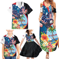Personalized Guam Fourth of July Family Matching Summer Maxi Dress and Hawaiian Shirt Tropical Flowers