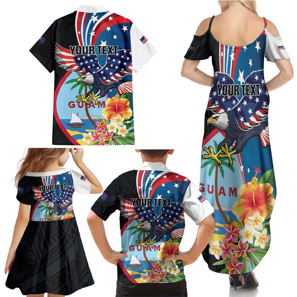 Personalized Guam Fourth of July Family Matching Summer Maxi Dress and Hawaiian Shirt Tropical Flowers