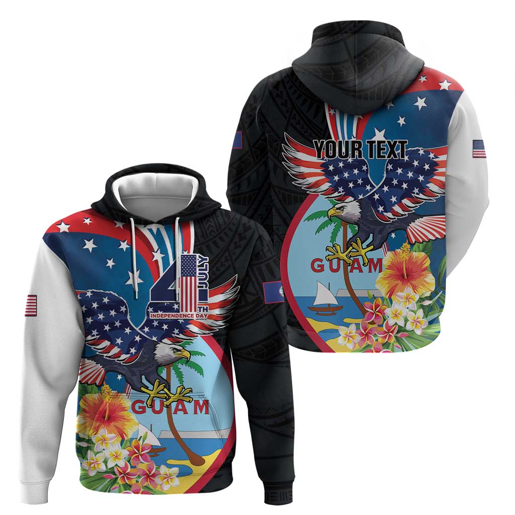 Personalized Guam Fourth of July Hoodie Tropical Flowers