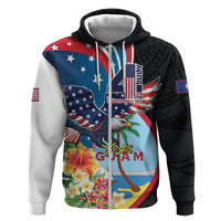 Personalized Guam Fourth of July Hoodie Tropical Flowers
