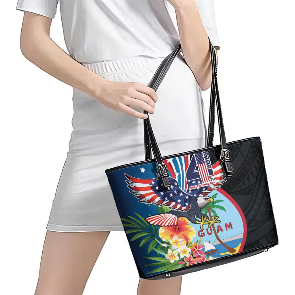 Guam Fourth of July Leather Tote Bag Tropical Flowers