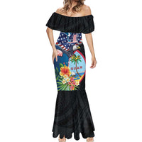 Personalized Guam Fourth of July Mermaid Dress Tropical Flowers