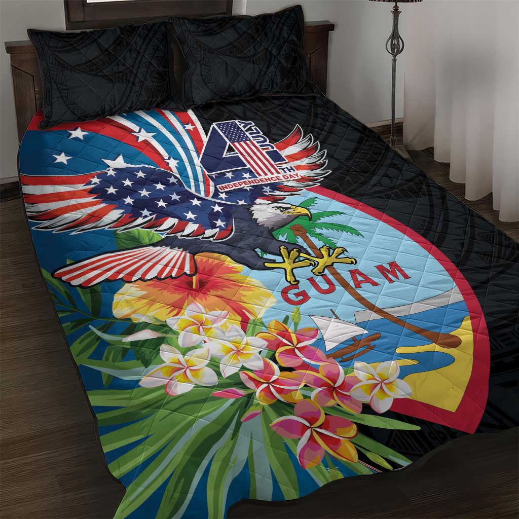 Guam Fourth of July Quilt Bed Set Tropical Flowers