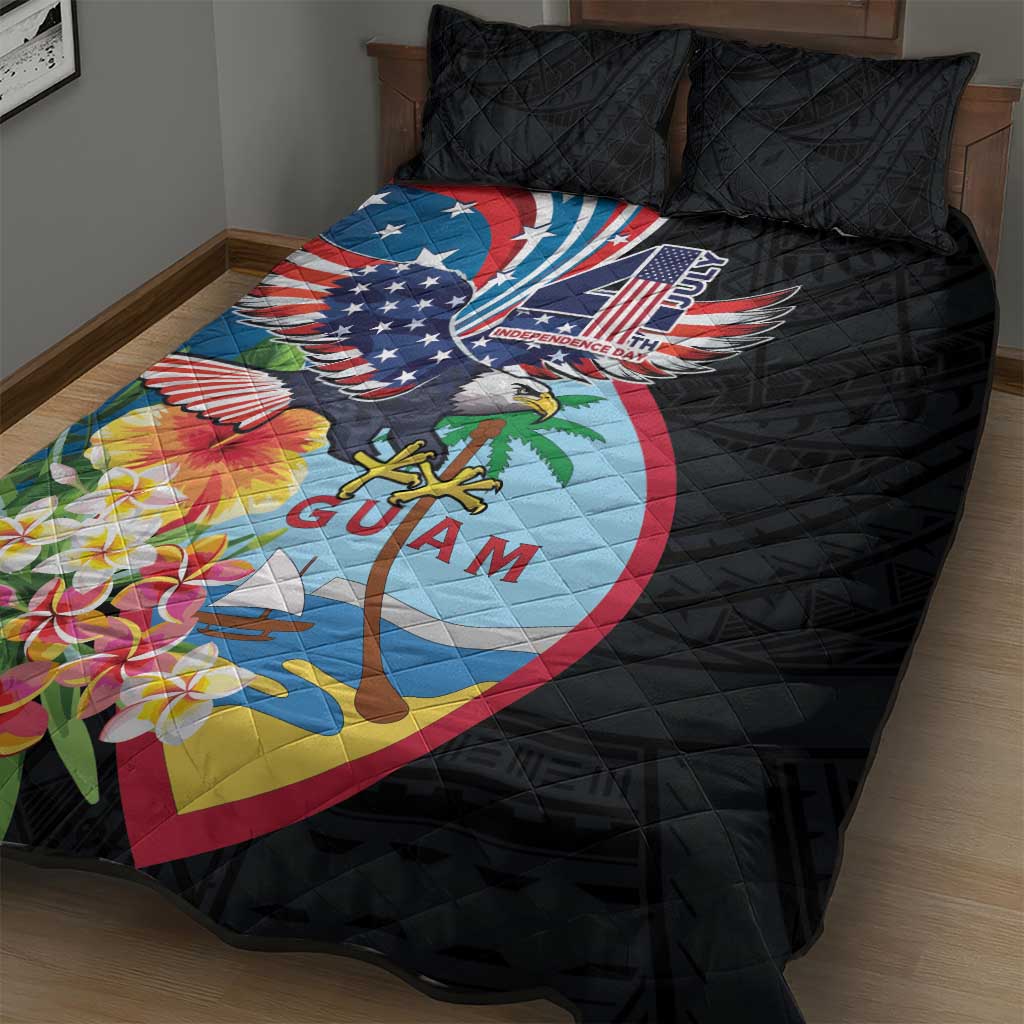 Guam Fourth of July Quilt Bed Set Tropical Flowers