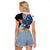 Personalized Guam Fourth of July Raglan Cropped T Shirt Tropical Flowers