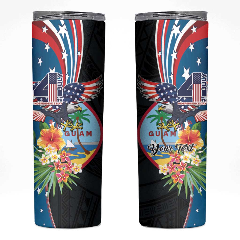 Personalized Guam Fourth of July Skinny Tumbler Tropical Flowers