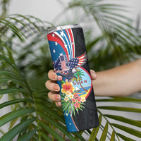 Personalized Guam Fourth of July Skinny Tumbler Tropical Flowers