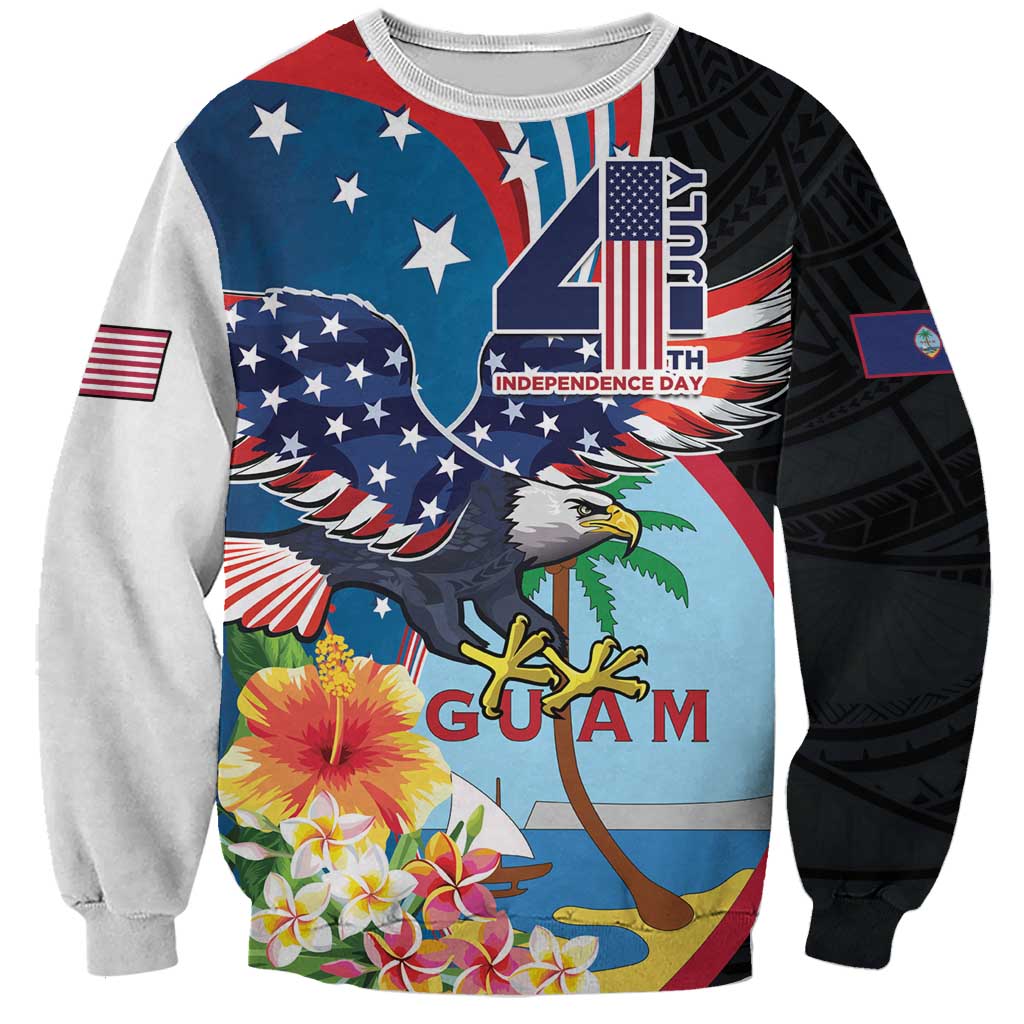 Personalized Guam Fourth of July Sweatshirt Tropical Flowers