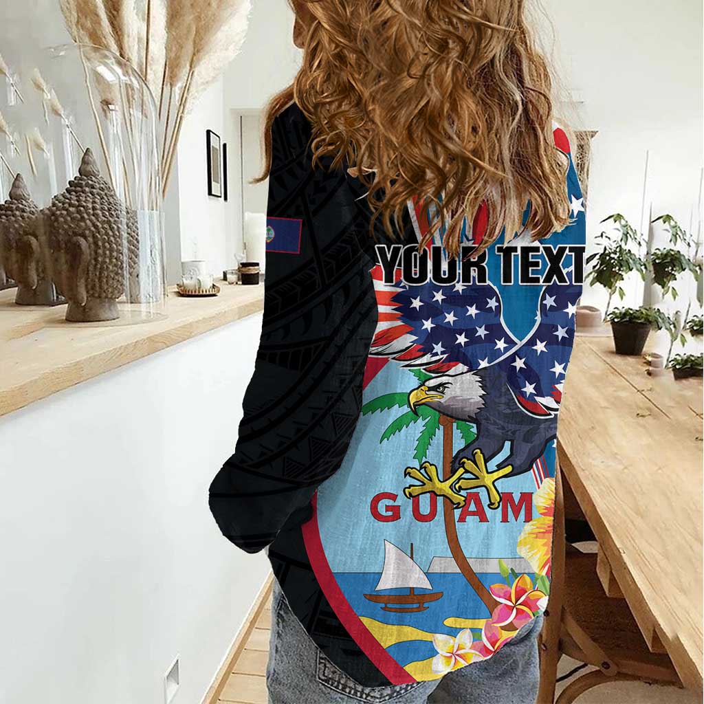 Personalized Guam Fourth of July Women Casual Shirt Tropical Flowers