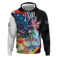 Personalized Guam Fourth of July Zip Hoodie Tropical Flowers