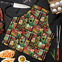 Hawaiian Santa Christmas Pattern Apron Black Version - Polynesian Pride