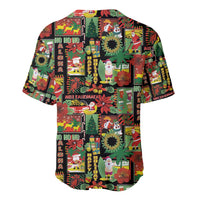 Hawaiian Santa Christmas Pattern Baseball Jersey Black Version - Polynesian Pride