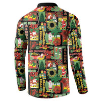 Hawaiian Santa Christmas Pattern Button Sweatshirt Black Version - Polynesian Pride