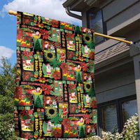 Hawaiian Santa Christmas Pattern Garden Flag Black Version - Polynesian Pride