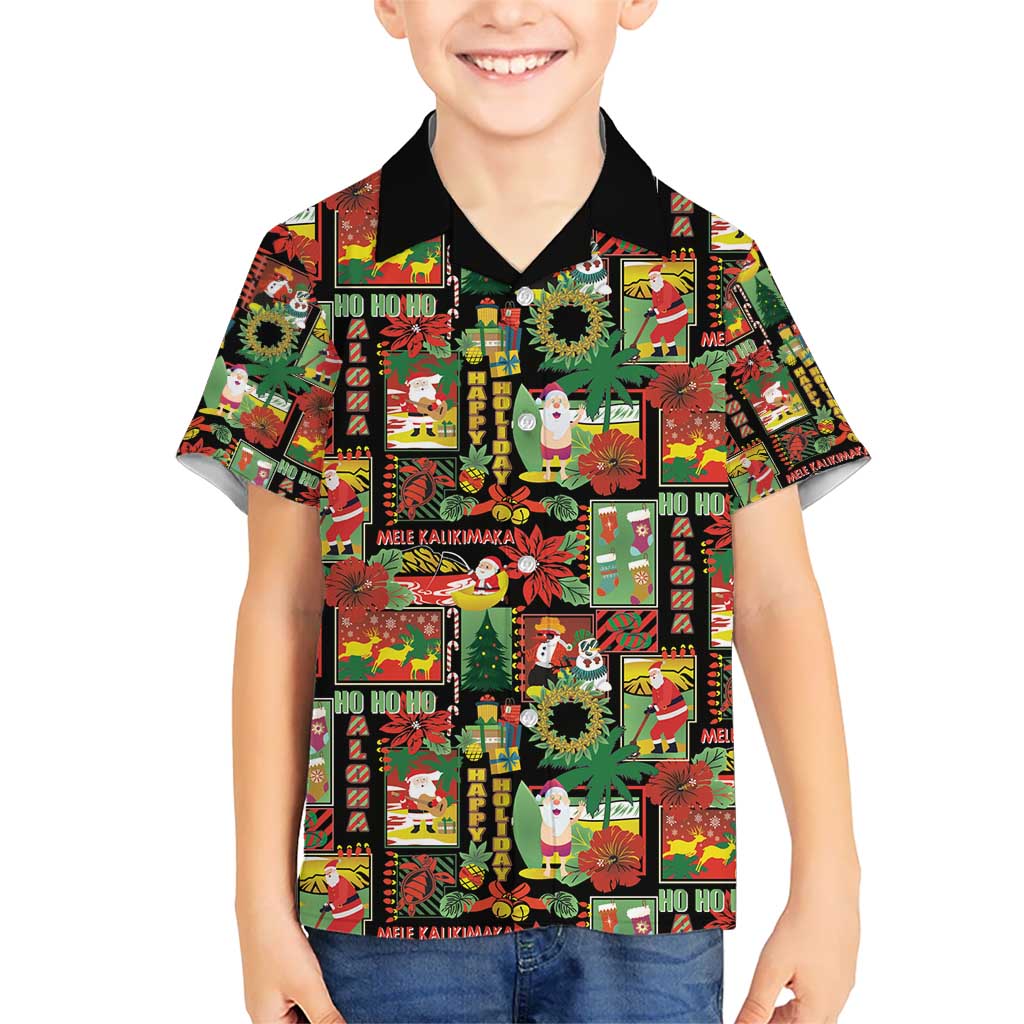 Hawaiian Santa Christmas Pattern Hawaiian Shirt Black Version - Polynesian Pride