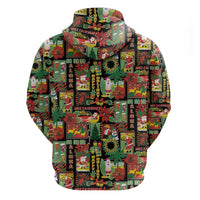 Hawaiian Santa Christmas Pattern Hoodie Black Version - Polynesian Pride