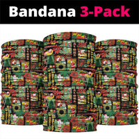 Hawaiian Santa Christmas Pattern Neck Gaiter Black Version - Polynesian Pride